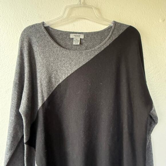 Premise Cashmere Gray Black Assymetrical pullover sweater size 2X - Picture 3 of 8